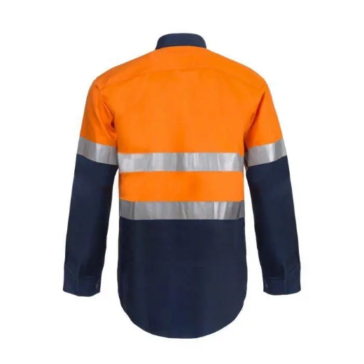 Picture of WorkCraft, Hi Vis Two Tone Long Sleeve Cotton Drill Shirt W Industrial Laundry Reflective Tape